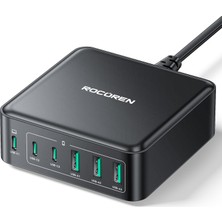1001 160W 3*type-C ve 3*usb-A 6 Portlu Şarj Cihazı Laptop Uyumlu Gan Masaüstü Şarj Istasyonu