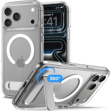1001 iPhone 17 Pro Max ile Uyumlu Magsafe Kılıf Ultra Hybrid S Mag Fit Metal Stand Özellikli Sararmaya