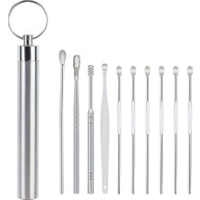 1001 10 Parçalı Paslanmaz Çelik Kulak Temizleme Seti, Taşınabilir Kir Temizleyici Kit, 10CM