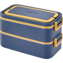 1001 Kutusu Paslanmaz Çelik - 2000 ml Çorba (Yoğurt) Kaseli 2 Katlı Yeni Nesil Sefer Tası Lunch Box