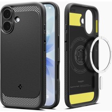 1001 iPhone 17 ile Uyumlu Magsafe Kılıf Rugged Armor Mag Fit Üst Düzey Koruma Siyah Karbon Kapak - Ac