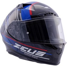 1001 ZS-826 BK15 Kapalı Motosiklet Kaskı Pearl Black Blue L