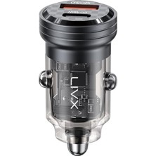 1001 Transparent 45W Pd/qc Type C ve USB Çıkış Ultra Hızlı Mini Araç Şarj Cihazı L35