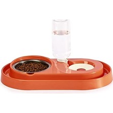 1001 Kedi-Köpek Mama ve Su Kabı Seti 500ML Turuncu