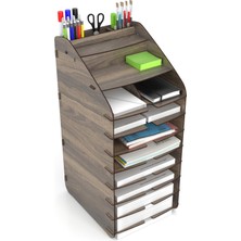 1001 Tower Ofis Masaüstü Organizer 10 Kat Letter A4 Evrak Rafı (Ceviz)