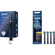 1001 Şarjlı/elektrikli Diş Fırçası Vitality Pro Siyah Koruma ve Temizlik + Oral-B Cross Action X-Fi