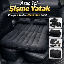 1001 Arka Koltuk Şişme Yatak Oto Kamp Seyahat Yatağı Pompa Yastık Tamir Setli Siyah