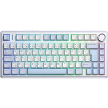 1001 F75 Mekanik Rgb Tkl Graywood V4 Switch Kablosuz Makrolu Hot Swap Türkçe Q Klavye Buz Mavisi