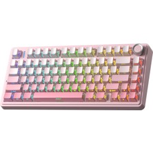1001 F75 Mekanik Rgb Tkl Sessiz Cotton Candy Switch Kablosuz Makrolu Hot Swap Klavye Pembe