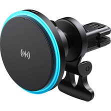 1001 Wireless 15W Kablosuz Hızlı Şarj, Magsafe Uyumlu Mıknatıslı Araç Içi Telefon Tutucu ve Şar