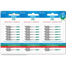 1001 Well Tooth Arayüz Fırçası, Normal Boy, Beyaz & Yeşil, 3 Paket, 120 Adet