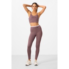 Gül Kurusu Esnek Standart Fit Performans Kadın Tayt Takım - 95333