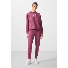 Tommy Life Soft Vişne Kapüşonlu Oversize Kadın Eşofman Takım - 95336