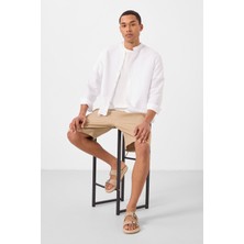 Koyu Bej Standart Fit Dokuma Hafif Esnek Chino Erkek Şort - 81289