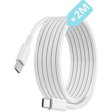 1001 C-C Hızlı Şarj Kablosu, 2metre, Örgülü Kablo ve Güçlendirilmiş Boyun, 60WATT Pd Hızlı