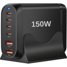 1001 Şarj Istasyonu Gan 150W - 6 Portlu Masaüstü Hızlı Şarj Cihazı (4x Type-C 100W/20W, 2x Usb-A