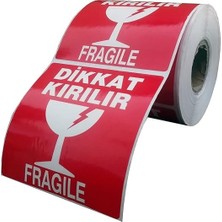 1001 100X100 mm Dikkat Kırılır Etiketi 500 Adet (10 cm x 10 Cm)