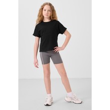 Koyu Gri Esnek Standart Fit Basic Performans Kız Çocuk Tayt - 75189