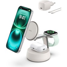 1001 Ultracharge Pro Magsafe Uyumlu 3’ü 1 Arada Qi2 25W Kablosuz Şarj Cihazı, iPhone 17, Watch, Airp