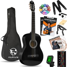 1001 C-180BK Siyah Klasik Gitar Seti 4/4 Sap Ayarlı