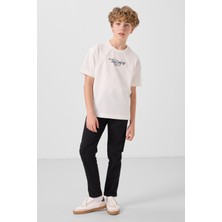 Siyah Standart Fit Dokuma Hafif Esnek Chino Erkek Çocuk Pantolon - 11272