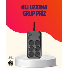 Just Cheap Store USB Type-C Destekli Termal Korumalı 6’lı Uzatma Priz 10A 2m