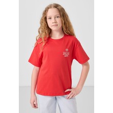 Fiesta Pamuklu O Yaka Oversize Fit Baskılı Kız Çocuk T-Shirt - 75178