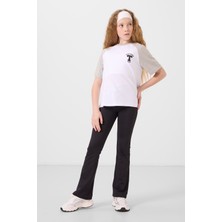 Siyah Esnek Standart Fit Basic Performans Ispanyol Paça Kız Çocuk Tayt - 75193
