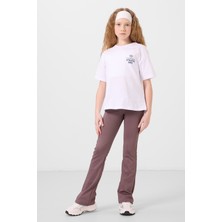 Gül Kurusu Esnek Standart Fit Basic Performans Ispanyol Paça Kız Çocuk Tayt - 75193
