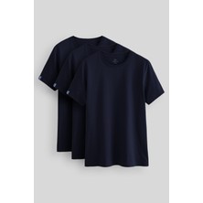Standart Fit Basic O Yaka  3lü Paket Lacivert Erkek T-Shirt  87911