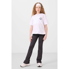 Antrasit Esnek Standart Fit Basic Performans Ispanyol Paça Kız Çocuk Tayt - 75193