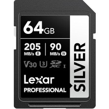 1001 Profesyonel Sılver Sd Kart 64 Gb, 205 Mb/s'ye Kadar Okuma, 90 Mb/s Yazma, Sdxc Uhs-I Hafıza Kartı,