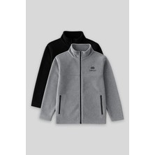 Standart Fit 2li Paket Siyah-Gri Melanj Erkek Çocuk Polar Sweatshirt - 11223