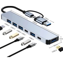 1001 Adaptör 7in1 Usb/type-C To USB A, USB C Macbook Uyumlu Çevirici Adaptör Çok Portlu Çoklayıcı