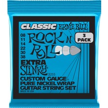 1001 Ball Ekstra Slinky Klasik Rock And Roll Elektro Gitar Dizeleri Saf Nikel Yara 3'lü Paket Ölçer 8-