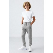 Tommy Life Gri Melanj Standart Fit Manşetli İnce Erkek Çocuk Eşofman Alt - 11062