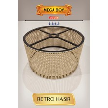 Retro Hasır Lambader Başlığı 35 cm Mega Boy