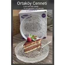 Empressco 6 Parça Rüya Desenli Dik Tabak - 6 Lı Cam Sunumluk Pasta Kurabiye Kek Ikram Servis Tabağı-12 cm Kl