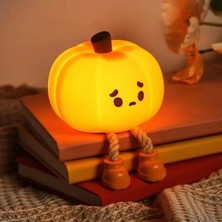 Hobilinka Üzgün Balkabağı Tasarımlı Gece Lambası - Silikon - Telefon Tutucu Özellikli