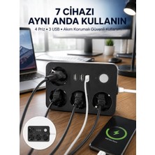 Hobilinka 3 USB Çıkışlı 4’lü Akıllı Priz 2500W 2 Metre Kablo