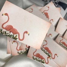 1001 Flamingo Baskılı Mesaj Kartı 10'lu Set Tek Taraflı Yazılabilir Not Kartı 8x5 cm Hediye Tebrik