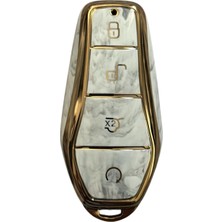 1001 Autohan Keys Byd Atto 3 Seal U Için Anahtar Kılıfı, Beyaz Mermer Desenli, Premium Koruyucu Kapla