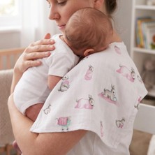 1001 Deux Lapıns% 100 Pamuk Müslin Bebek Omuz Bezi – 5’li Bébé Lapin Rose CLOTHMP3519