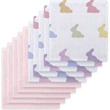1001 Deux Lapıns% 100 Pamuk Rainbow Lapin & Innocent Pink 10`lu Müslin Ağız Bezi Paketi CLOTHMP2017-P