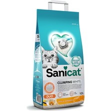1001 Sanicat - Beyaz Topaklanan Kedi Kumu - Vanilya ve Mandalina Kokulu | Koku Kontrolü Garantili Doğal