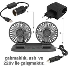 1001 Araç Araba Otomobil Mini 2 Li Vantilatör Fan Pervane Soğutucu, Karavan, Tır, Ofis, Ac To Dc Apar