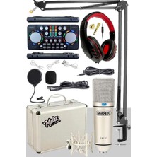 1001 Midex Cx1 Persuasive Paket-5 Stüdyo Mikrofon Ses Kartı Kulaklık Stand (Kayıt ve Canlı Yayın)