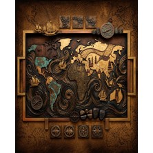1001 Bybars Vintage Dünya Haritası Duvar Dekoru 40X50 cm – 3 mm Forex Tablo Retro Altın Siyah Tasar�