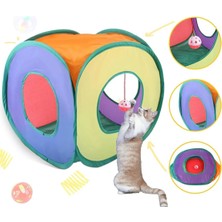 1001 Kare Model Kedi Oyun Tüneli Içerisinde Toplu Gökkuşağı Renkli 40CM x 40CM