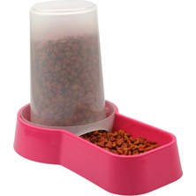 1001 Miapet Hazneli Plastik Kedi-Köpek Mama ve Su Kabı 1,5 Lt Kare Fuşya